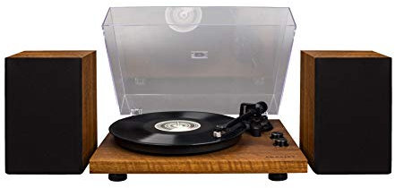 Crosley C62 Belt-Drive Bluetooth Turntable System with Included Speakers, Walnut
