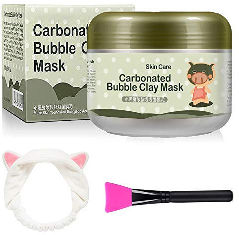 Carbonated Bubble Clay Mask - OCHILIMA Bubbles Mud Mask with Headband & Brush for Face Deep Cleansing Reduce Pores Purifying Face Mask for All Skin Types - 3.52 oz
