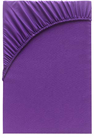 Class Home Collection Spannbettlaken 140x200cm - 160x200cm Jersey Baumwolle Aubergine