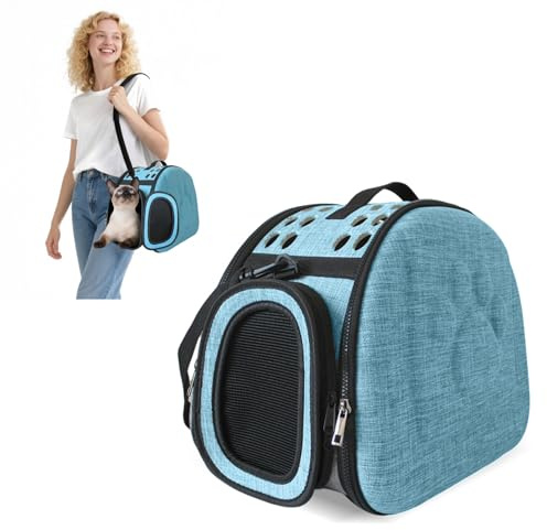 Sac de Transport pour Chat Cage Sac de Lapin Caisse Voyage pour Chat Chien Petit Transporteur de Chat Caisse de Transport pour Petits Animaux Respirable Démontable Lavable Pliable