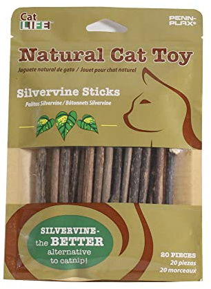 Penn-Plax Cat-Life Silvervine Sticks for Cats – Natural Chew Toy – The Better Alternative to Catnip – 20 Pieces per Pack