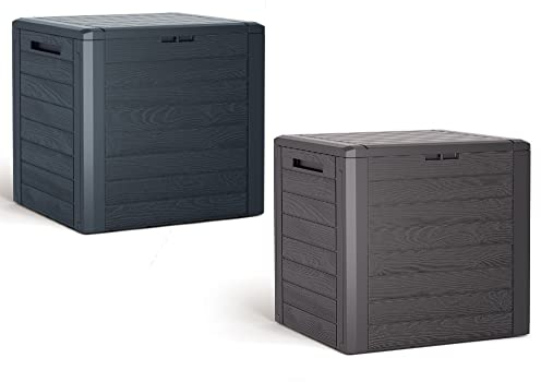 URBNLIVING 140 Litre Compact Plastic Outdoor Balcony Patio Garden Storage Box Chest Crate (Anthracite)