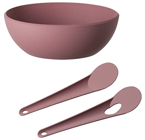 Harfield Salad Bowl & Servers Set Teal Pink 1.8 Litre BPA Free Eco Friendly Materials (Pink)