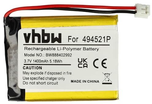 vhbw Battery compatible with Audioline Watch & Care V130, V120, V131 Baby Monitor, Sensor Mat (1400 mAh, 3.7 V, Li-polymer, without Housing)