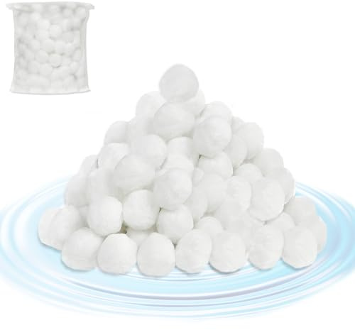 PEILU Filterbollar, pool av polyeten filterbollar för sandfiltersystem, akvarium och poolfiltersystem, varje 700 g poolfilterbollar ersättning för 25 kg filtersand eller kvartssand (1 400 g, vit)