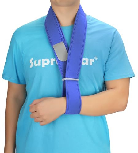 supregear Armschlinge, Verstellbarer Kragen und Manschette Sling Immobilizer Leichte Einfache Arm Sling Atmungsaktive Schulter Unterstützung für Männer Frauen, Einheitsgröße für Alle, Blau
