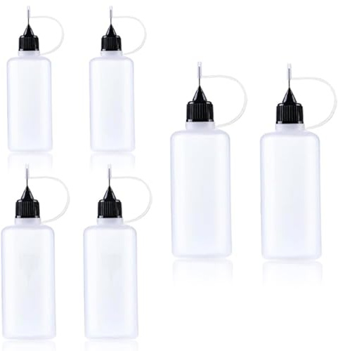 JEYORZY Aplicador de Pegamento de Precisión botella de agujas Set de 6 Botellas Plásticas con Cuentagotas y Punta de Aguja Aplicador De Precisión - 2x 5ml, 2x 10ml y 2x 15ml