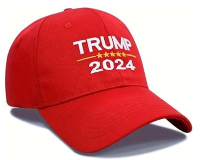 Trump 2024 Mütze Donald Trump Hat Take America Back MAGA USA Stickerei Verstellbare Baseballmütze, Rot/Weiß, Einheitsgr��e