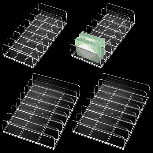 JIEHIN Lot de 4 Palettes Organisateur en Acrylique Transparent avec 7 Compartiments, 2 Tailles, Rangement Maquillage, Organisateur Maquillage, pour Vanité Comptoir, Salle de Bain