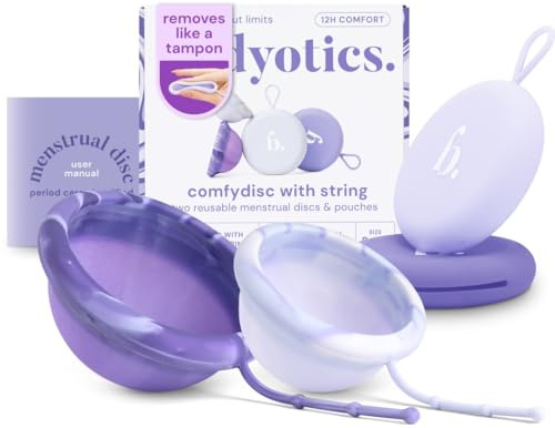 Bodyotics Reusable Menstrual Disc - Wear Up to 12-Hours - Alternative to Menstrual Cups, Tampons and Pads for Light or Heavy Flows, Leak Proof - Small & Large Sizes (Purple)