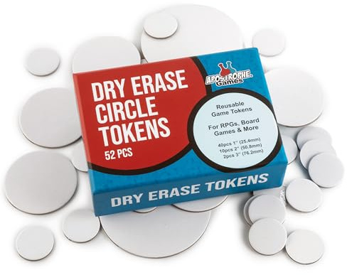 52 återanvändbara Dry Erase Board Game Tokens för RPG, bordsspel | Spåra karaktärer, monster och statuseffekter med 52 återanvändbara dry erase-tokens för bordsspel