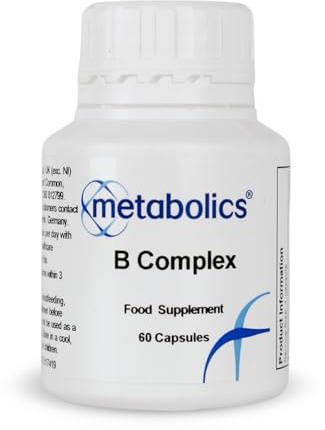 Metabolics High Strength B Complex Capsules with Methylated B Vitamins, B12, Biotin, Thiamine, Niacin, Folate, B6, Magnesium, Choline for Energy, Nervous System & Fatigue Support, Vegan, Capsules