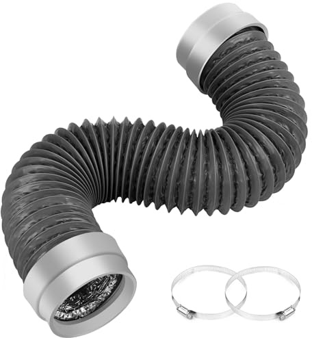 3FT Dryer Vent Hose 4 Inch, Heavy Duty 6-Layer Flexible Aluminum Dryer Duct with Rubber Seal Connectors, Heat Resistant Easy-Install Dryer Exhaust Hose for Tight Spaces, Universal Dryer Vent Kit