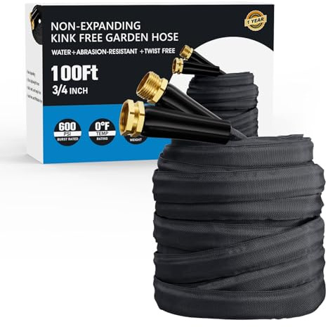 Haeteir 2025 Upgraded 100FT Non-Expanding Garden Hose, Lightweight, Flexible Ultra-Light Water Hose, Burst-Resistant, Lead-Free, Anti-Kink, High-Pressure