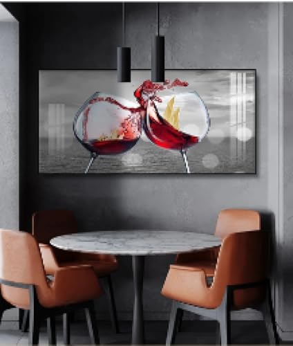 MAIMANG Lienzo y carteles abstractos de copa de vino tinto, pintura en lienzo para comedor y cocina, decoración moderna para el hogar, 60 x 120 cm, sin marco