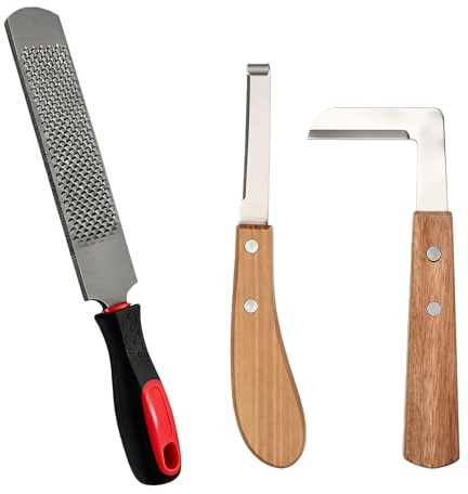 Juego De 3 Herramientas Para Cortar Pezuñas: Herramientas De Herrador, Escofina Para Pezuña De Doble, 2 Cuchillo Para Pezuñas, Diseño Práctico Y Fácil De Usar, Herramienta Para Herrar Caballos Kit