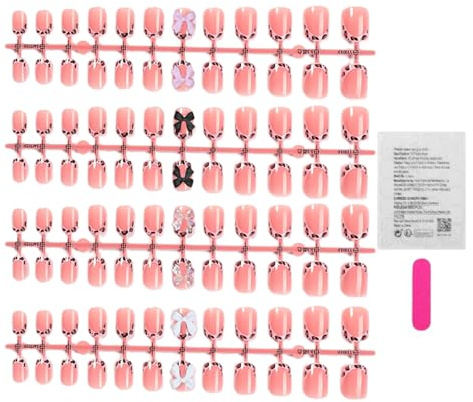 falska press-on naglar 96 bitar Rosa Manikyrdekoration | Press-on efterliknande lösnaglar för henne, flickvän, mamma, vänner och familj