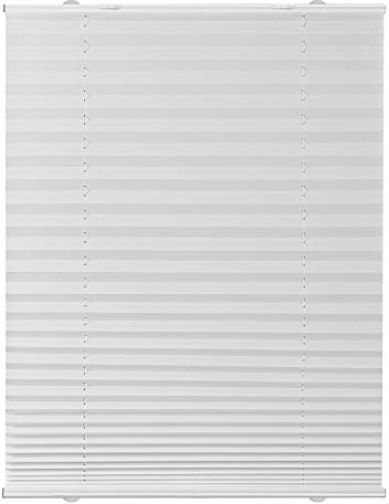 Lichtblick Plissee Haftfix, ohne Bohren, Montage mit Saugnäpfen, lichtdurchlässig, Blickdicht, mit eleganter Crushed Optik Weiß, 80 cm x 130 cm (B x L)