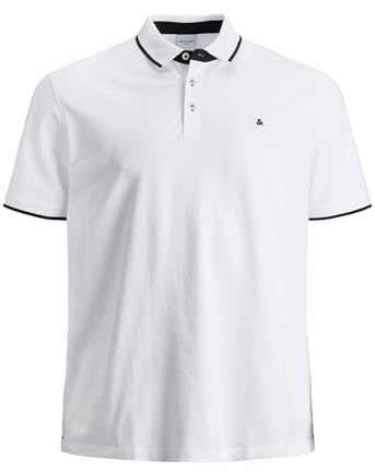 JACK & JONES JJEPAULOS POLO SS NOOS PLS, Polo-Shirt Uomo, Bianco (White Detail:PS), 6XL