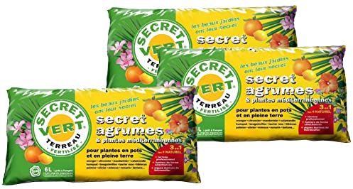 Secret Vert Terreau pour Agrumes et Plantes méditerranéennes (Lot de 3)