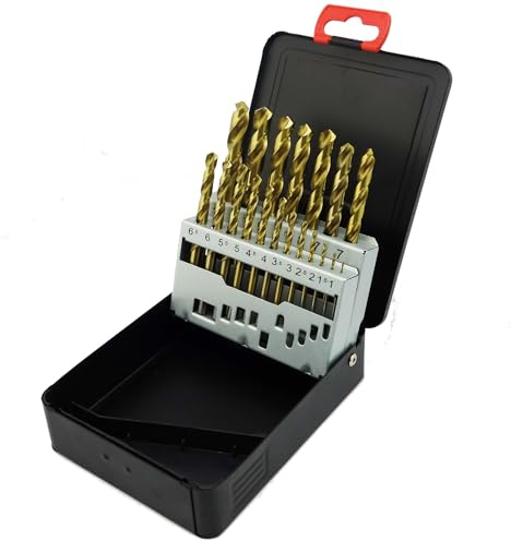 NORTOOLS Bohrer Set, 19-tlg HSS Runde Schaft TiN beschichtete Bohrer mit Kunststoff Werkzeuganzeige | für Stahl, Weichmetall, Holz & Hartkunststoff | mit Schutz-Aufbewahrungskoffer 1.0-10.0 x 0.5 mm