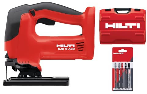 Hilti 2133673 Sierra de calar a batería SJD 6-A22 (22V, Corte madera, metal y plástico. Profundidad corte hasta 150 mm. Empuñadura en D. Peso 3.2 kg. Incluye Juego hojas (5pc) y maletín) [liquidación]