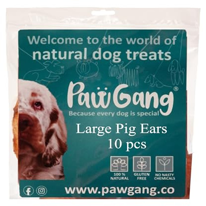 PawGang Large Pig Ears 10pcs – Air Dried Natural Dog Treats Pigs Puppy Chew