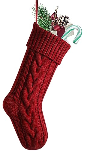 Nanou Groß Nikolausstrumpf Weihnachtsstrümpfe, Nikolausstiefel, Weihnachten Hängende Taschen, Weihnachten Geschenktasche für Weihnachten Deko (Länge 46cm, 1 Stück, Pflaume)