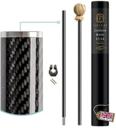 Flourish art materials 33'' CARBON FIBRE MAHL STICK- 3 times lighter than an aluminium mahl stick. Made in the UK. 7 year UK manufacturers warranty included. (2 piece MEDIUM- 83cm)