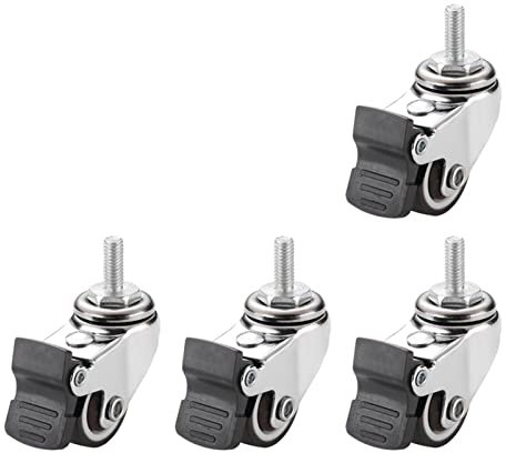 Arazi 4 Uds vástago Giratorio roscado s, Repuesto de Rueda silenciosa TPE de 1 Pulgada for carros, Cama de bebé, Muebles, gabinete, Ruedas de Mesa