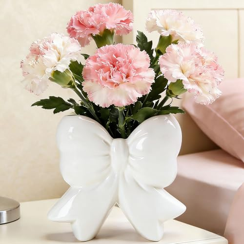 Disoza Vit Rosett Vaser Borddekoration Keramik Modern Vas Vintage Vas för Pampasgräs Blommor Torkade Blommor Blomvaser Vaser för Bröllop Porslin Tulpanvas Kök Vardagsrum