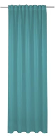 Sehlbach Tenda pronta per l'uso con fettuccia, In voile uni, Petrolio, 135 x 245 cm, Tessuto traslucido, Nastro accorciante incluso, Occhielli nascosti, Certificato Oeko-Tex