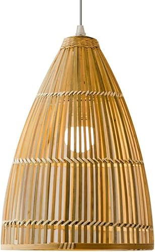 Lampadario in stile Boho Paralume cavo Beige Grande cesto di bambù intrecciato a mano Illuminazione a sospensione Lampade da cucina Boho