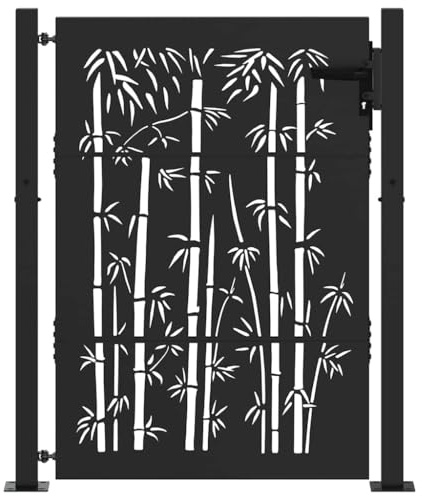 vidaXL Trädgårdsgrind 110 x 155 cm Pulverlackerat stål Svart Låsbar