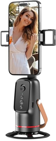 Gimbal per smartphone AI, Bwaliffury Stabilizzatore per iPhone, Android pieghevole, Auto Face Tracking Treppiede per cellulare con tracciamento di rotazione a 360°,Ricaricabile per Registrazione video