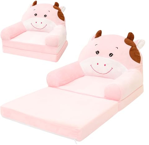 Kid Couch Chair, Foldable Kids Sofa Multifunctional Chair, Children Reading Armchair for 1 to 4 Years Old Kids, Convertible Sofa to Lounge, Foam Filled Kid Couch for Bedroom, Living Room, Camping
