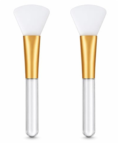 2 pinceles de silicona para mascarilla, aplicador de máscara de barro de silicona, con mango transparente para el cuidado de la piel, loción corporal, mantequilla, máscaras faciales, máscaras de