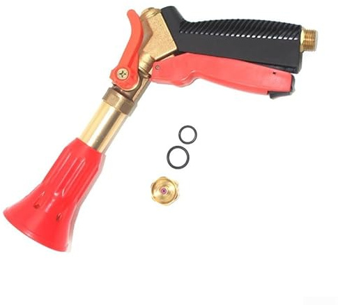 Minhe Irrigatore da giardino in ottone ad alta pressione, 32 cm, strumento portatile per alberi da frutto, cortile, prato, cura delle piante, nero e rosso