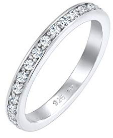 Elli Ring Damen Band Glamourös mit Kristallen in 925 Sterling Silber