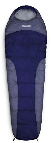Lumaland Where Tomorrow Schlafsack Mumienschlafsack 230 x 80 cm - inkl. Packsack - 50 x 25 cm gepackt -für Outdoor Camping, Wandern, Backpacking - Dunkelblau