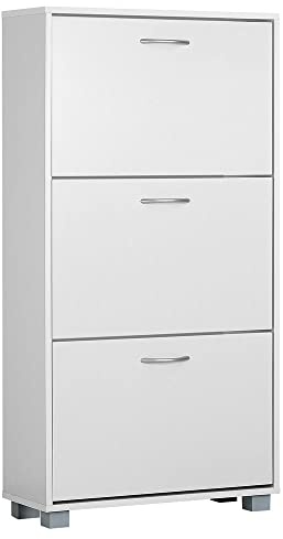 CASARIA® Zapatero 3 Puertas, Estrecho, para 18 Pares, Mueble Organizador de Zapatos, Armario Compacto, Entrada Recibidor Pasillo Salón, Estantería de Madera, Antivuelco, 115x60x25cm