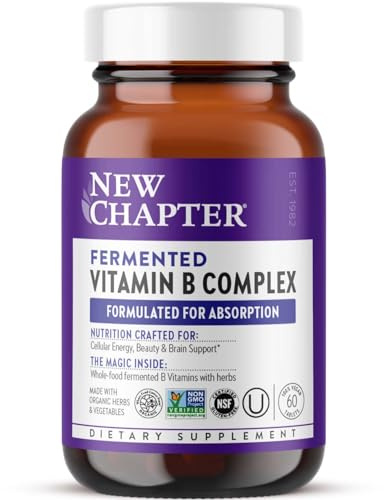New Chapter Vitamin B Complex, Fermented Vitamin B Complex, USDA Organic, ONE Daily for Cellular Energy + Brain + Beauty, 100% Vegan, Gluten-Free - 60 Count