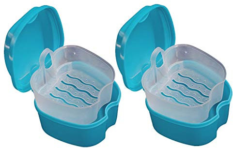 Qiuday Prothesenkoffer, Prothesenbox Fall Prothese Bad Box Fall Dental Falsche Zähne Aufbewahrungsbox mit Hanging Net Container Für Aufbewahrungsbox Prothesen, Reinigen,Travel Retainern