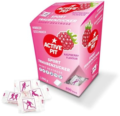 GLUCO UP! Pastillas de Glucosa Active Pit Sport - 200 Tabletas de Dextrosa Sabor Frambuesa - Formato Ahorro 1,3Kg
