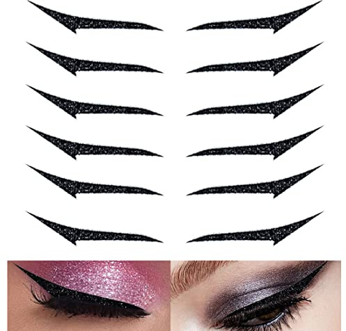 Zeayebsr Eyeliner-Aufkleber,6 Paar schwarze dünne Eyeliner-Aufkleber, wiederverwendbare Eyeliner-Aufkleber, einfach anzubringen und zu entfernen (GT2204)