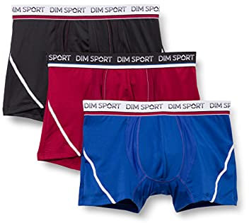 DIM Boxer Homme Sport Micro Thermorégulation x3, Noir/Bleu De Berlin/Bleu Cyan, S