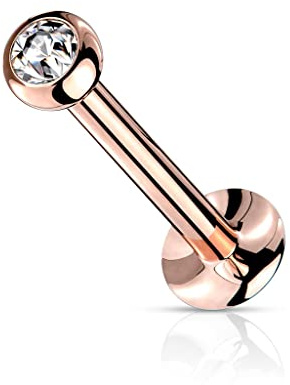 Paula & Fritz Push-in Labret Piercing Zirconia klart kirurgiskt stål 316L set 0,8 mm 1 mm 1,2 mm stavtjocklek Madonna Medusa öronplugg Labret Stud, Rostfritt stål Kubisk Zirkonia, Kubisk zirkon
