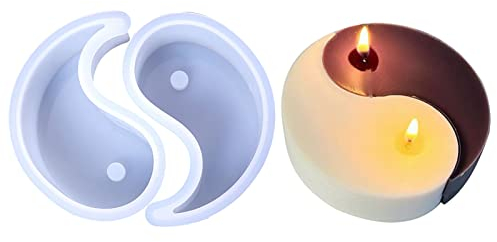 2 Stück Tai Chi Yin Yang Kerzenformen, 3D-Kerzenform für Kerzenherstellung, Epoxidharz-Formen für DIY-Kunsthandwerk, Schokolade, Fondant, Bienenwachs, Duftseife, Heimdekoration…