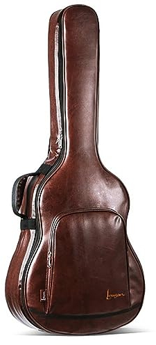 XIANGWANBH 40/41 Zoll Verdickte PU Leder Gitarre Tasche mit Doppel Riemen PU Leder Wasserdichte Gitarre Rucksack Gitarre Fall