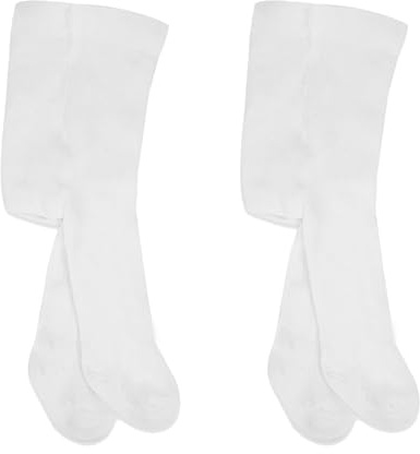 bistyle Lot de 2 collants doux pour bébé fille - En coton bio - Collants pour nouveau-né - Collants chauds pour fille - Confortables, blanc/blanc, 0-6 Mois
